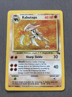 Pokemon TCG Kabutops Holo Rare Card 9/62 Fossil Unlimited 1999 MP - Image 3