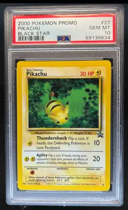 1999 Pokemon Wizards Black Star Promos Pikachu #27 PSA 10 - Image 1