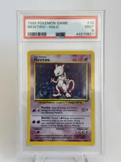 PSA 9 MEWTWO 1999 Pokemon Base Set #10/102 Unlimited Holo Rare - Image 1
