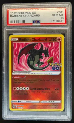 2022 Pokemon SWSH Pokemon GO Radiant Charizard #011/078 PSA 10 - Image 1