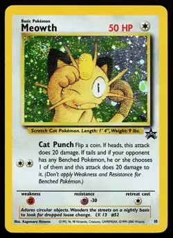 Meowth 10 Holo WOTC Black Star Promo Pokemon Card - Image 1