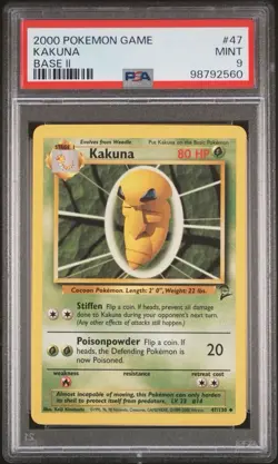 2000 Pokemon Base 2 # 47 Kakuna PSA 9 Card MINT! Trusted Seller Free Shipping! - Image 1
