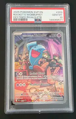 Pokemon Destined Rivals Black Star Promo Team Rockets Wobbuffet Card 203 PSA 10 - Image 1