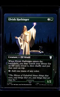 MTG Magic The Gathering Lord of the Rings Commander Borderless Elvish Harbinger - Image 1