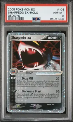 Pokemon Sharpedo ex 104/107 Deoxys Holo PSA 8 - Image 1