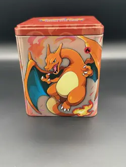Pokemon TCG Fire Type Stacking Tin Empty with Charizard Victini Designs - Image 1