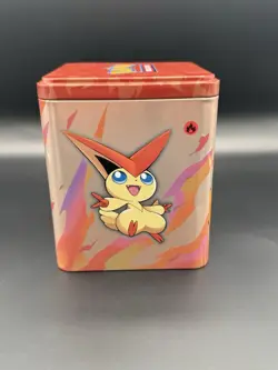 Pokemon TCG Fire Type Stacking Tin Empty with Charizard Victini Designs - Image 4