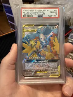 2019 Pokemon SM Hidden Fates Moltres & Zapdos ArticunoTag Team #66/68 PSA 10 - Image 1