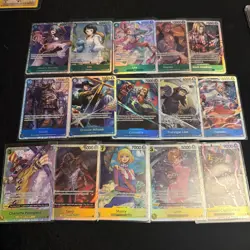 One Piece English SR Card Lot Of 15 Green, Blue Yellow - Image 1