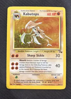 Pokemon TCG Kabutops Holo Rare Card 9/62 Fossil Unlimited 1999 - MP - Image 1