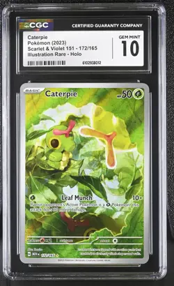 2023 Pokemon Caterpie 172/165 Sv: Scarlet & Violet 151 Holo CGC 10 Gem Mint - Image 1