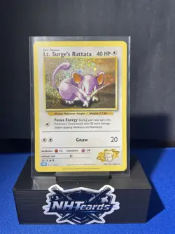 Pokemon Lt. Surge's Rattata Gym Heroes Holo Card 40 HP 015/034 2023 - Image 1