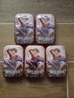 5x - ONE PIECE Card Game Tin Pack Set Vol.2 - Monkey D. Luffy Tin - 5 Tins Total - Image 1