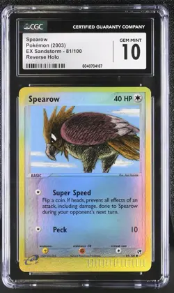 Spearow 81/100 EX REVERSE HOLO Sandstorm 2003 Pokemon Card CGC 10 GEM MINT PSA - Image 1