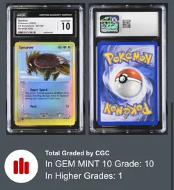 Spearow 81/100 EX REVERSE HOLO Sandstorm 2003 Pokemon Card CGC 10 GEM MINT PSA - Image 3