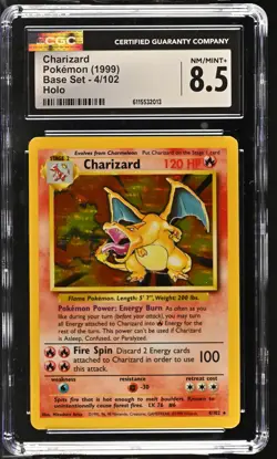 CGC 8.5 Charizard 1999 Base Set 4/102 Holo Pokemon Card - Image 1