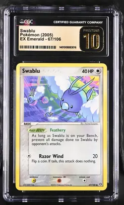 CGC 10 Pristine | Pokemon 2005 EX Emerald Swablu Non-Holo 67/106 Card - Image 1