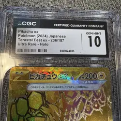 2024 Pokemon JPN Terastal Fest Pikachu EX Ultra Rare Holo Card 236/187 CGC 10 - Image 3
