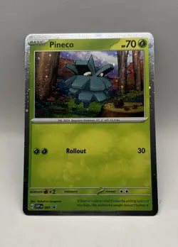 Pineco 061 SWIRL Sv: Scarlet & Violet Promo Cosmos Holo NM Pokemon Card 2023 - Image 1