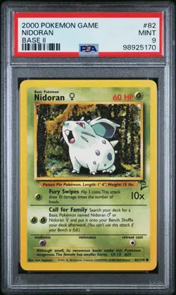 2000 Pokemon Base 2 # 82 Nidoran PSA 9 Card MINT! Trusted Seller! Free Shipping! - Image 1