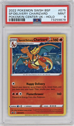 2022 POKEMON SWSH BLACK STAR PROMO #075 SPECIAL DELIVERY CHARIZARD-HOLO PSA 9 - Image 1