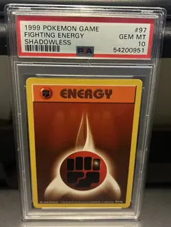 1999 POKEMON GAME SHADOWLESS #97 FIGHTING ENERGY PSA 10 - Image 1