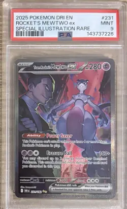 Pokemon Team Rocket's Mewtwo ex 231/182 Destined Rivals Holo SI Rare PSA 9 - Image 1