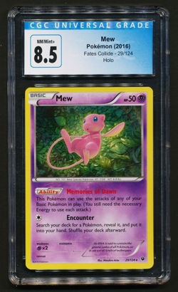 Mew 29/124 Holo Rare Pokemon 2016 Fates Collide CGC 8.5 NM/Mint+ - Image 1