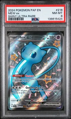 Pokemon Mew Ex Shiny Ultra Rare PSA Graded Slab NM-MT 8 Paldean Fates 216/091 - Image 1