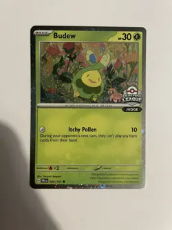 Pokemon Budew 004/131 Prismatic Evolutions Premier Ball League JUDGE PRE ENGLISH - Image 1