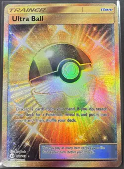 Pokemon TCG Ultra Ball Gold Secret Rare Holo Card 161/149 Sun and Moon Set - Image 1