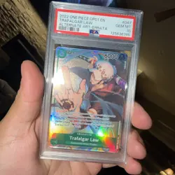One Piece PSA 10 Trafalgar Law OP01-047 Errata English Romance Dawn Alt Art - Image 1