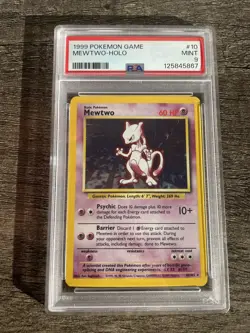 1999-2000 Pokemon Base Set Holo Mewtwo 10/102 PSA 9 Mint Rare - Image 1