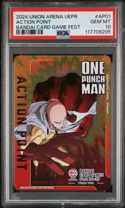 Union Arena One Punch Man Action Point Bandai Card Gam Fest OPM-AP01 PSA 10 - Image 1