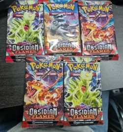5x Pokemon TCG Scarlet & Violet Obsidian Flames Single Booster Pack New & Sealed - Image 1
