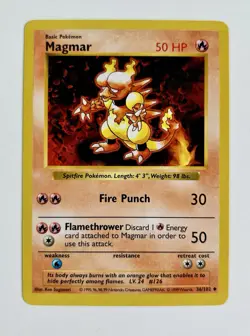 Magmar 1999 Pokemon Game Shadowless Base Set #36/102 * Near Mint - Image 1