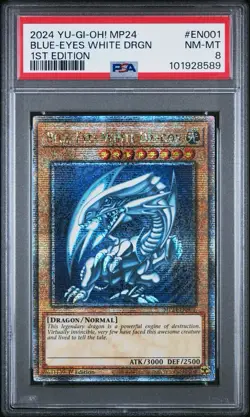 2024 Yu-Gi-Oh! Blue-Eyes White Dragon Secret Rare PSA 8 1st Ed MP24-EN001 - Image 1