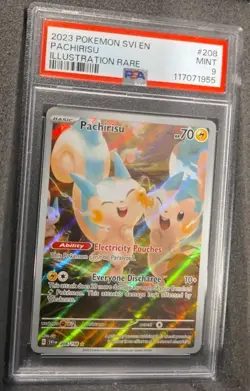 POKEMON CARD PACHIRISU ILLUSTRATION RARE 208 SCARLET & VIOLET #208 GRADED PSA 9 - Image 2