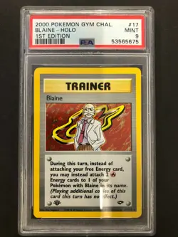 2000 Gym Challenge 1st Edition Blaine Holo PSA 9 Mint #17/132 Rare Pokemon Card - Image 1