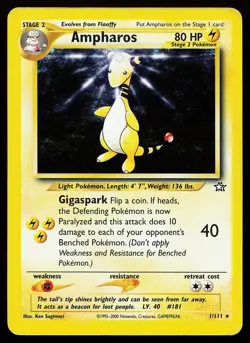 Ampharos 1/111 Holo Rare Neo Genesis Pokemon Card - Image 1