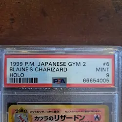 1999 Pokemon Japanese Gym Challenge 2 Blaine's Charizard Holo Rare #6 PSA 9 - Image 2