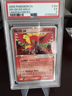 2005 Pokemon Ex Ho-oh Unseen Forces Psa 5 With Swirl - Image 1
