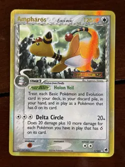 Pokemon Dragon Frontiers Ampharos Stamped 1/101 Reverse Holo Rare LP - Image 1