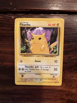 Pokemon TCG Pikachu 58/102 HP - Corner Bent (see Pic) - Image 1