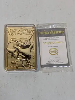 23K Gold Plated PIKACHU Trading Card 1999 Burger King Pokemon - Image 1