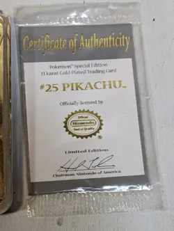 23K Gold Plated PIKACHU Trading Card 1999 Burger King Pokemon - Image 2
