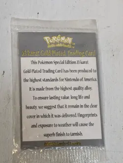 23K Gold Plated PIKACHU Trading Card 1999 Burger King Pokemon - Image 3