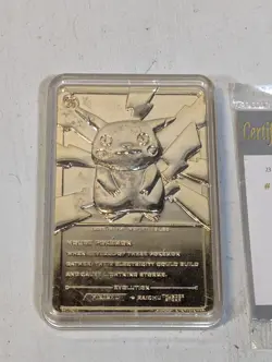 23K Gold Plated PIKACHU Trading Card 1999 Burger King Pokemon - Image 4