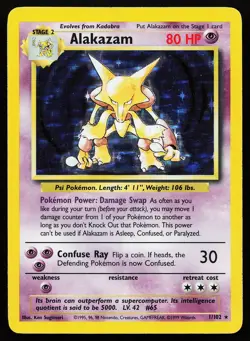 Alakazam 1/102 Holo Rare Base Set Pokemon Card - Image 1