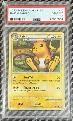2010 Pokemon Heartgold Soulsilver # 10 Raichu Holo PSA 10 Card GEM MINT! HGSS - Image 1